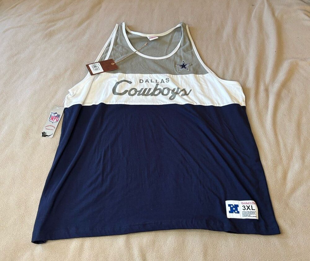 Mitchell & Ness Dallas Cowboys Shirt Mens 3XL NFL Football Tank Top Blue Gray